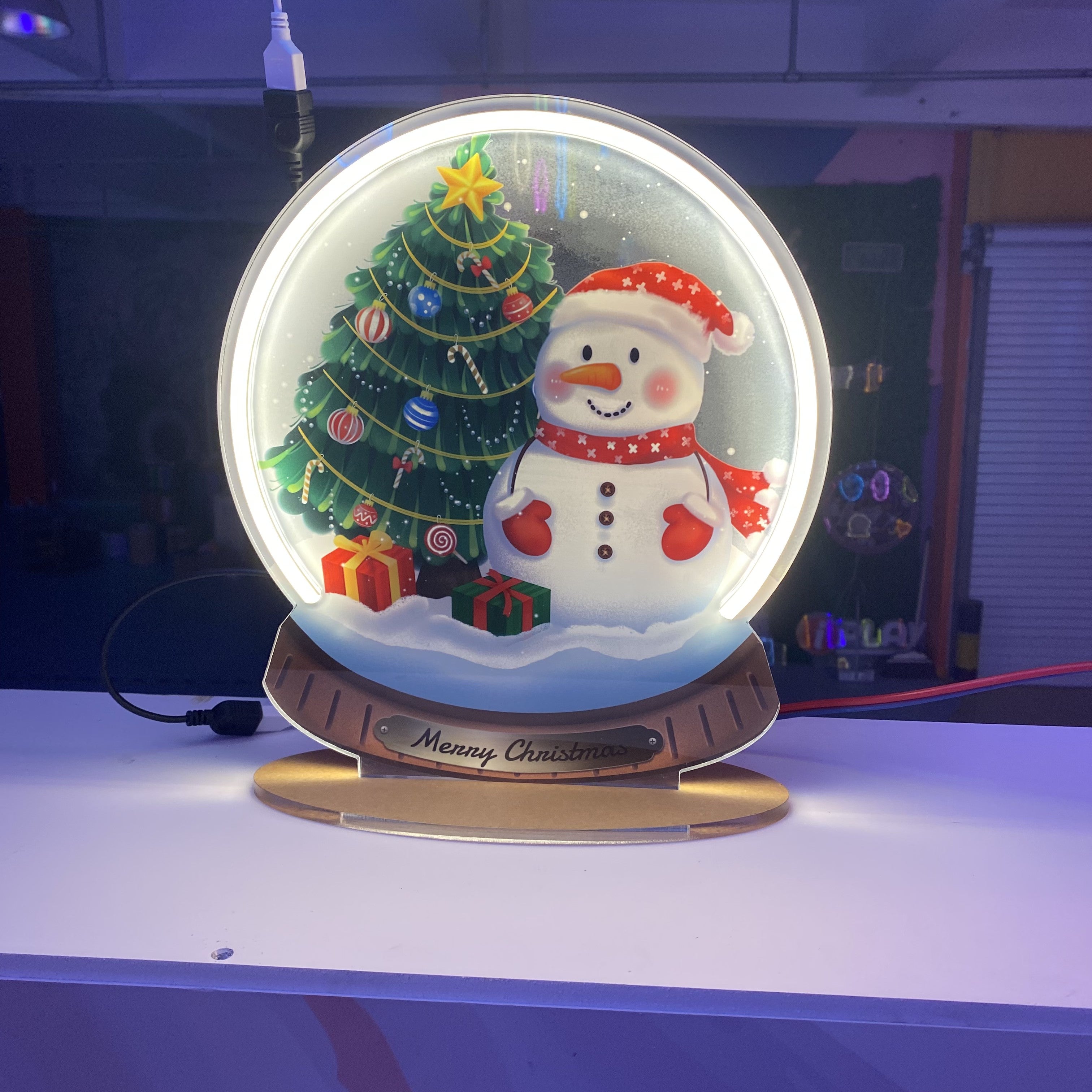 Snowman & Christmas Tree Crystal Ball LED neon sign by NeonCS