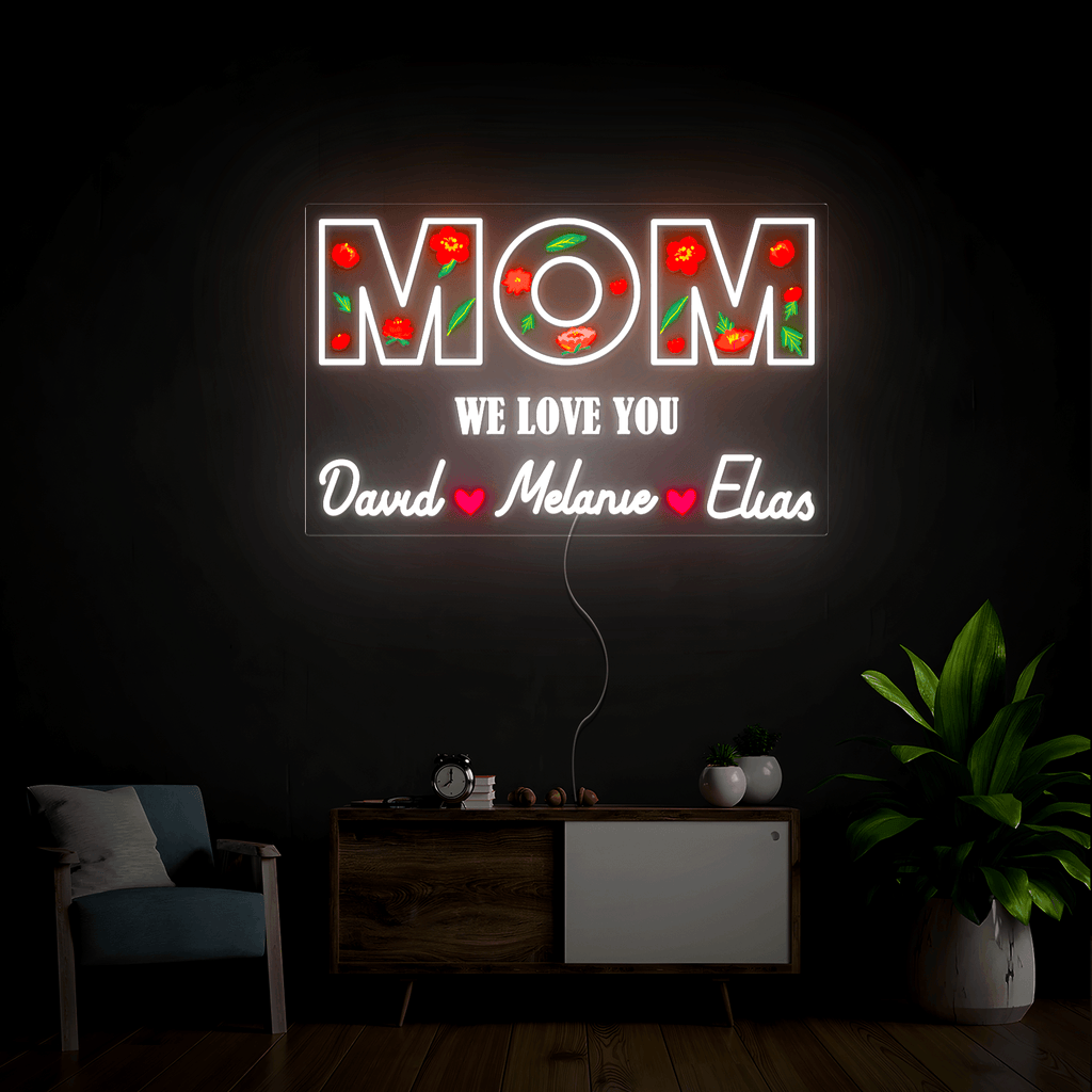 Personalized Flower Printed We Love LED neon sign product image