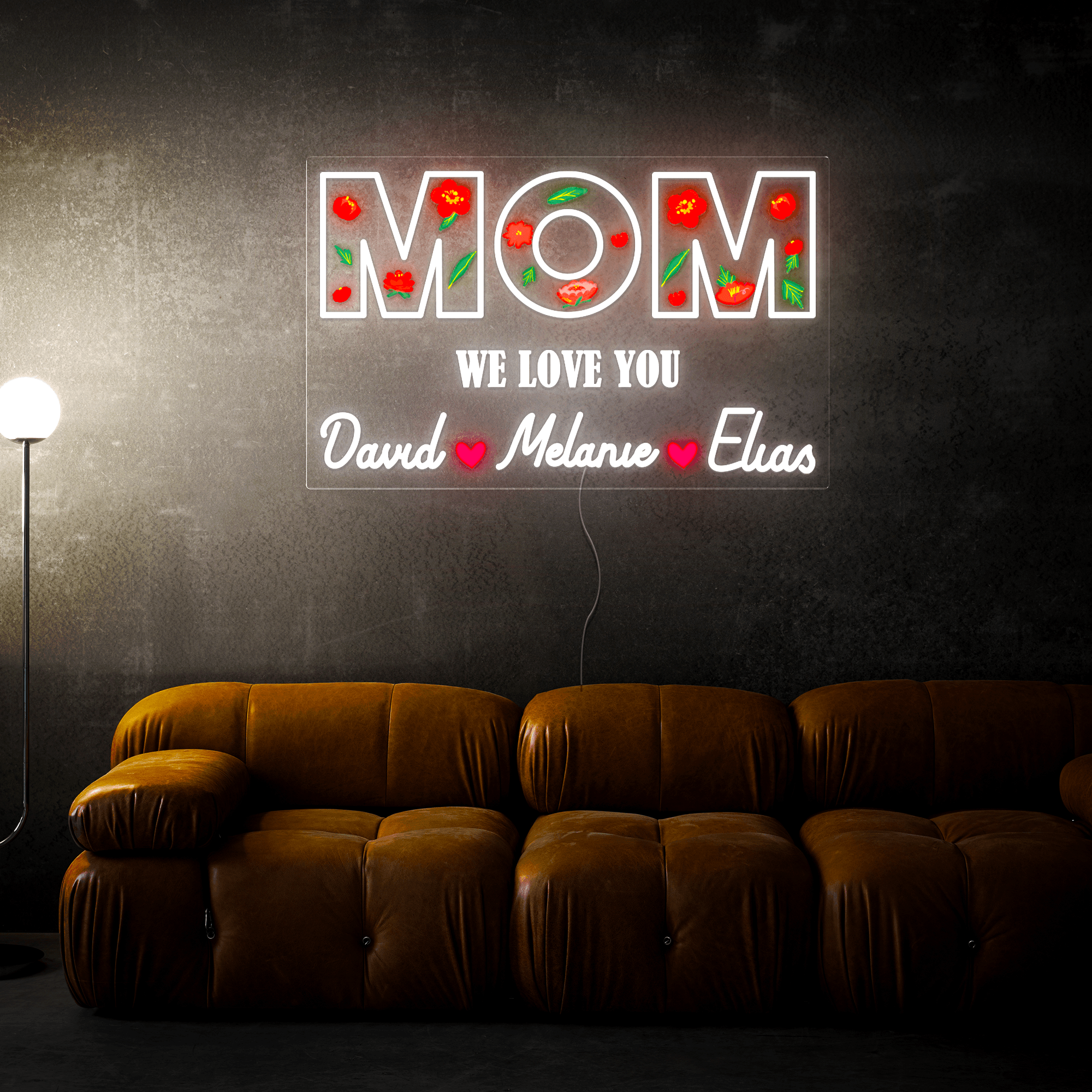 Personalized Flower Printed We Love LED neon sign product image