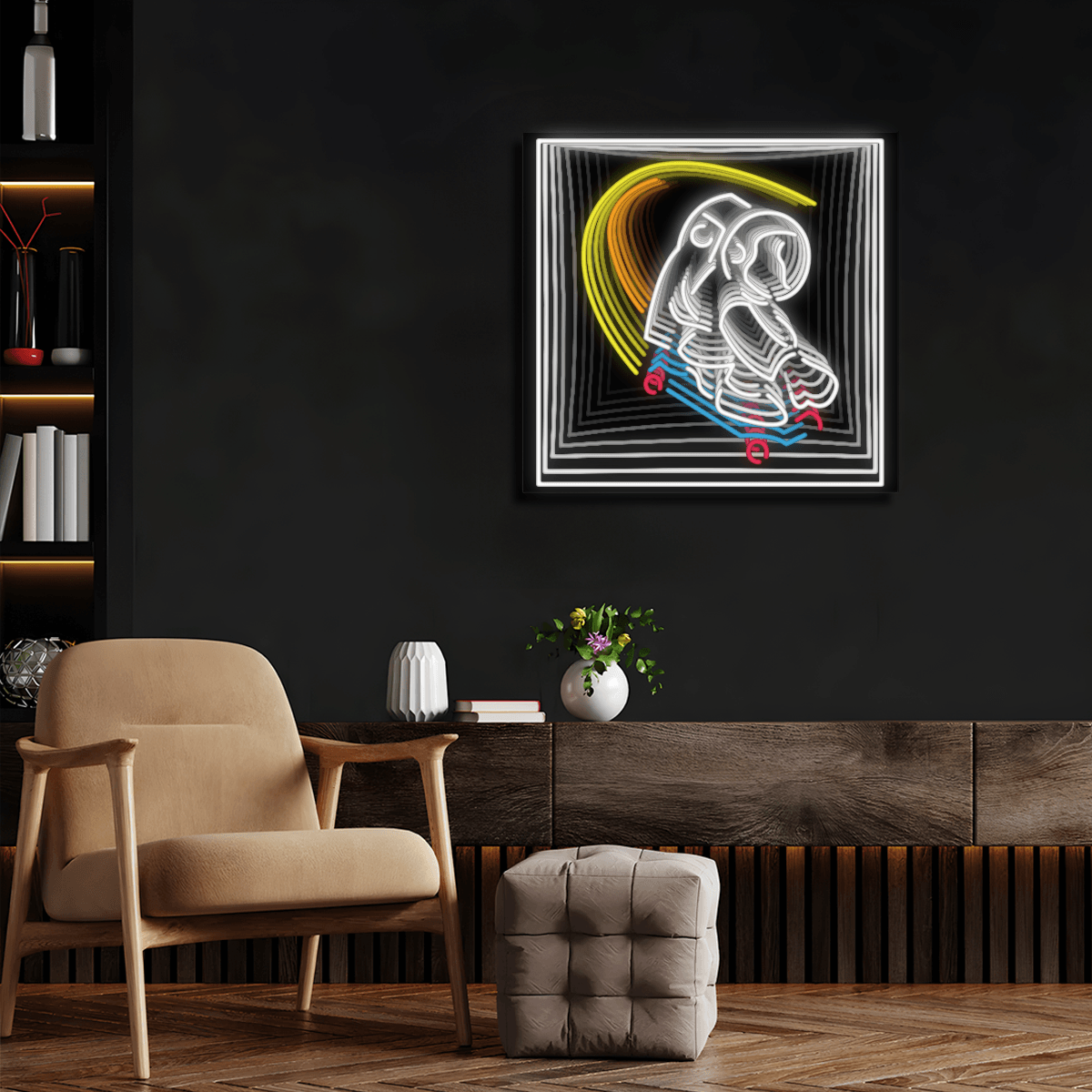 Skateboarding Astronaut Infinity LED neon sign product image
