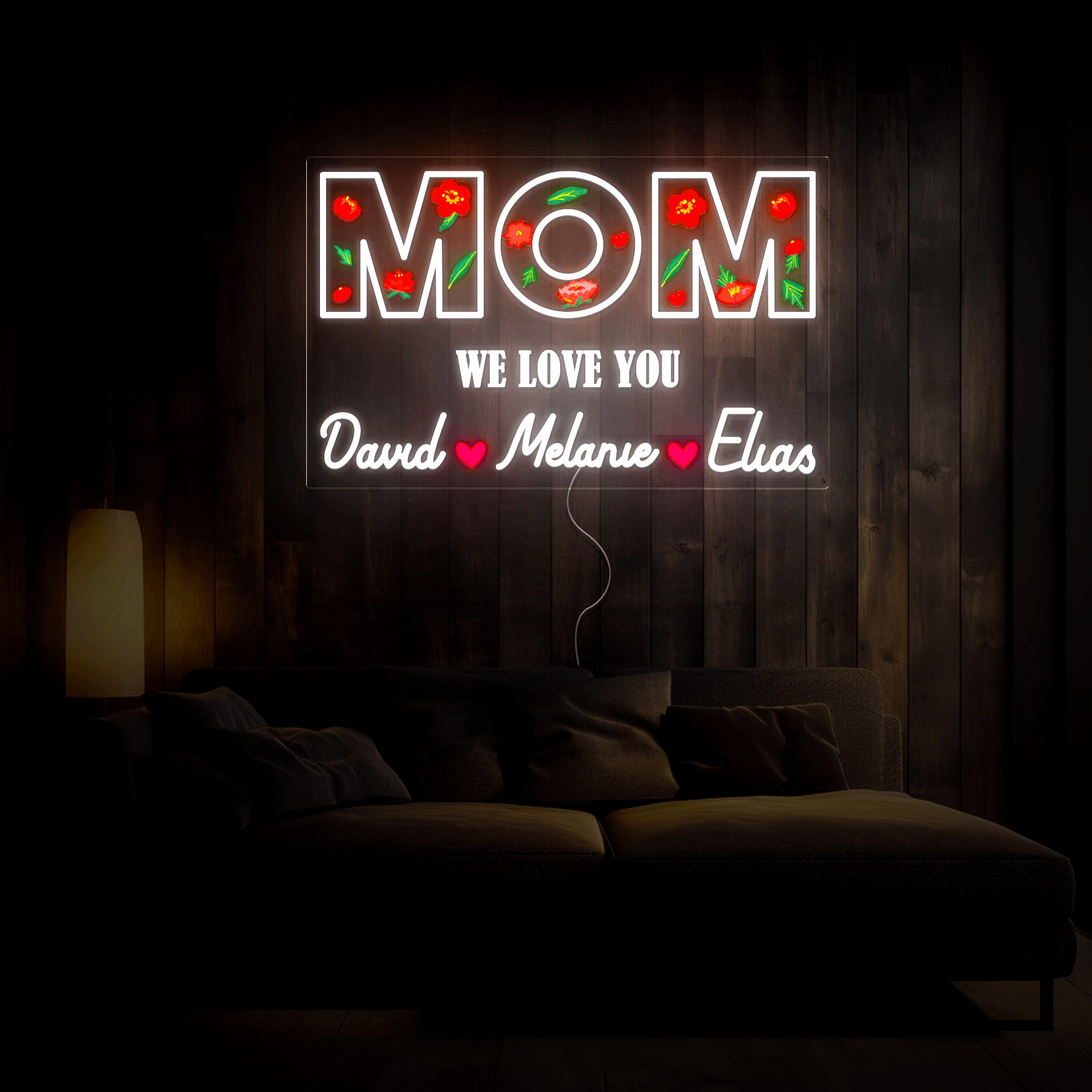 Personalized Flower Printed We Love LED neon sign product image