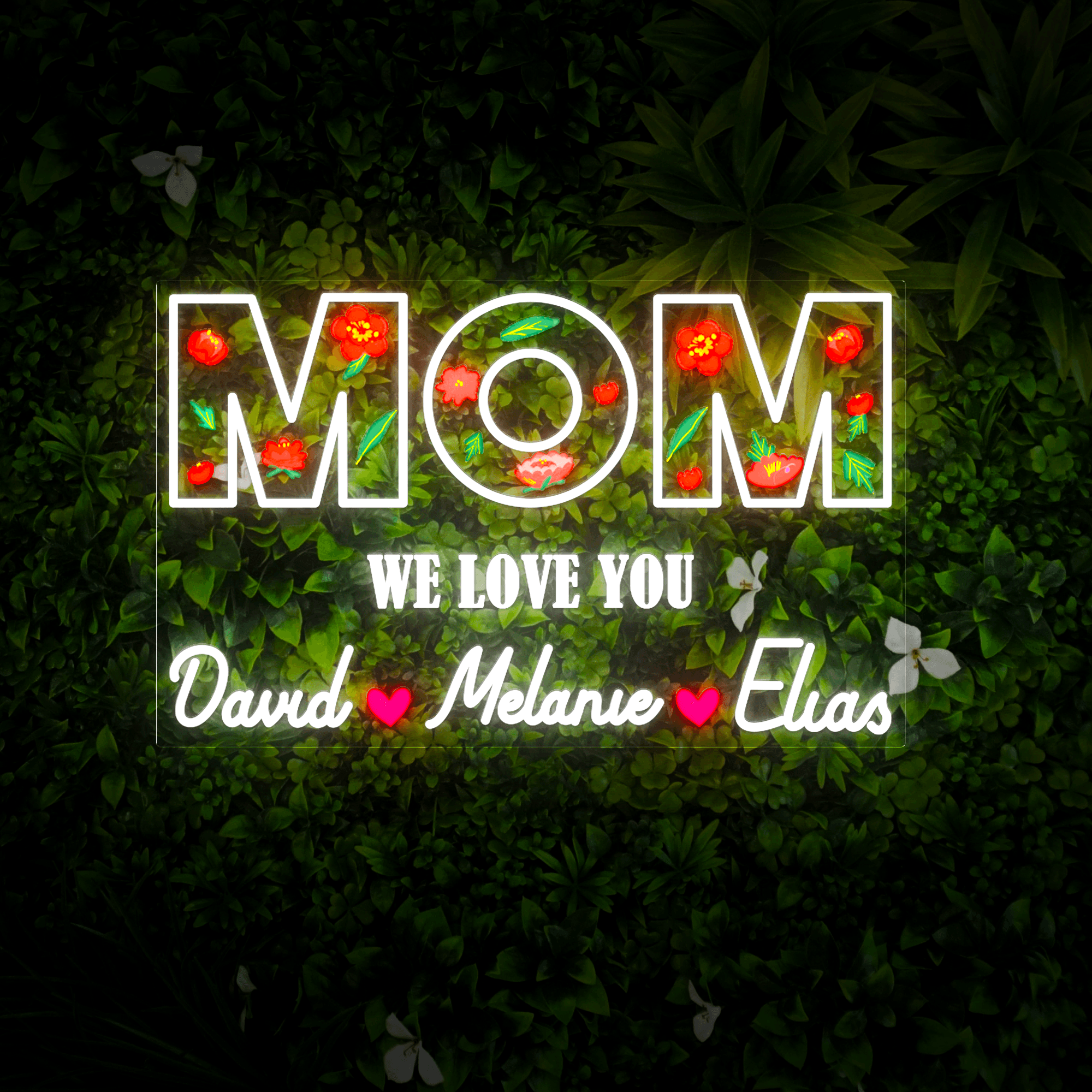 Personalized Flower Printed We Love LED neon sign product image
