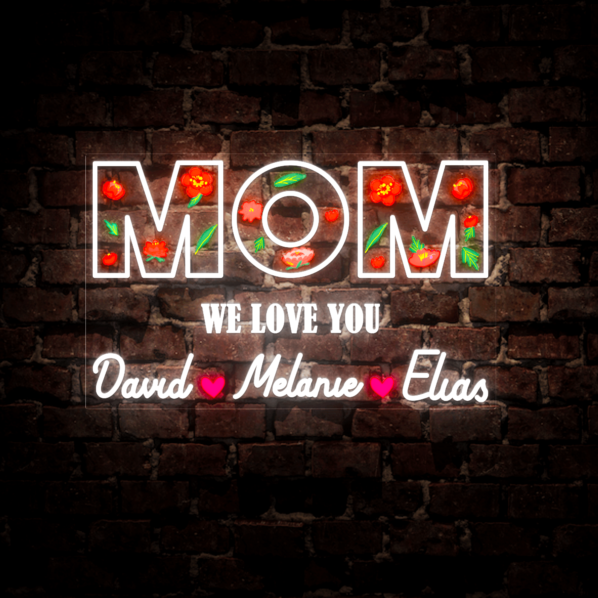 Personalized Flower Printed We Love LED neon sign product image