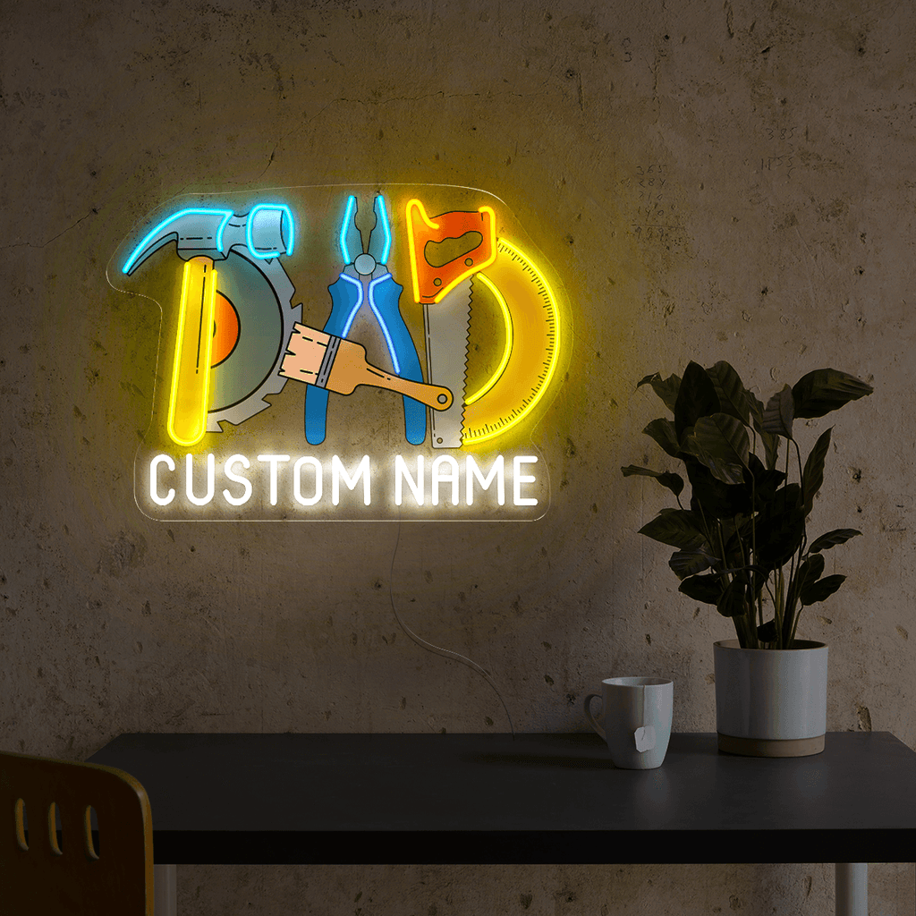 Personalized Dad's Hand Tools Artwork LED neon sign product image
