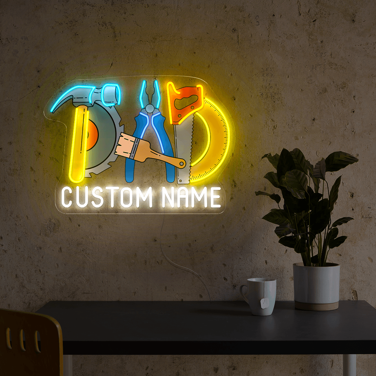 Personalized Dad's Hand Tools Artwork LED neon sign product image