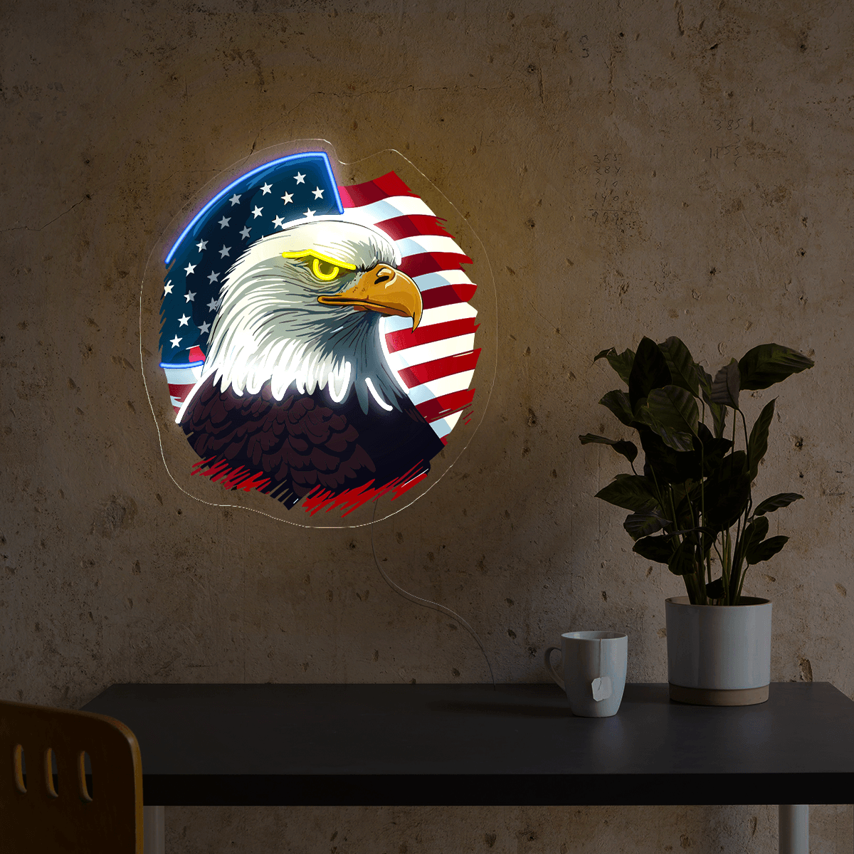 American Flag and Eagle Artwork LED neon sign product image