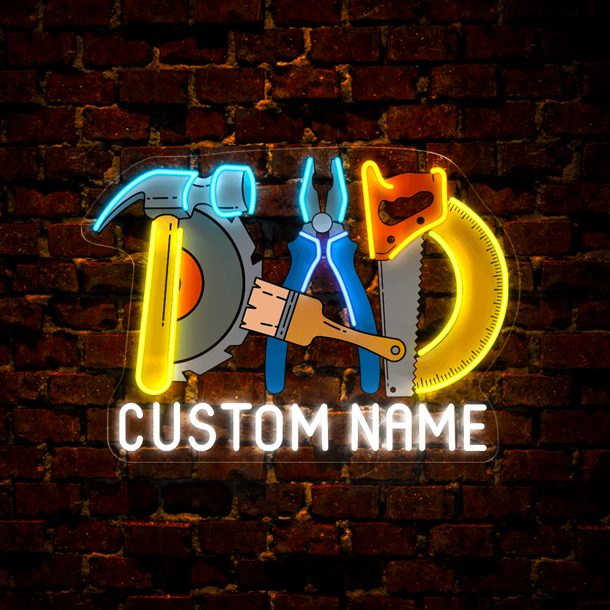 Personalized Dad's Hand Tools Artwork LED neon sign product image