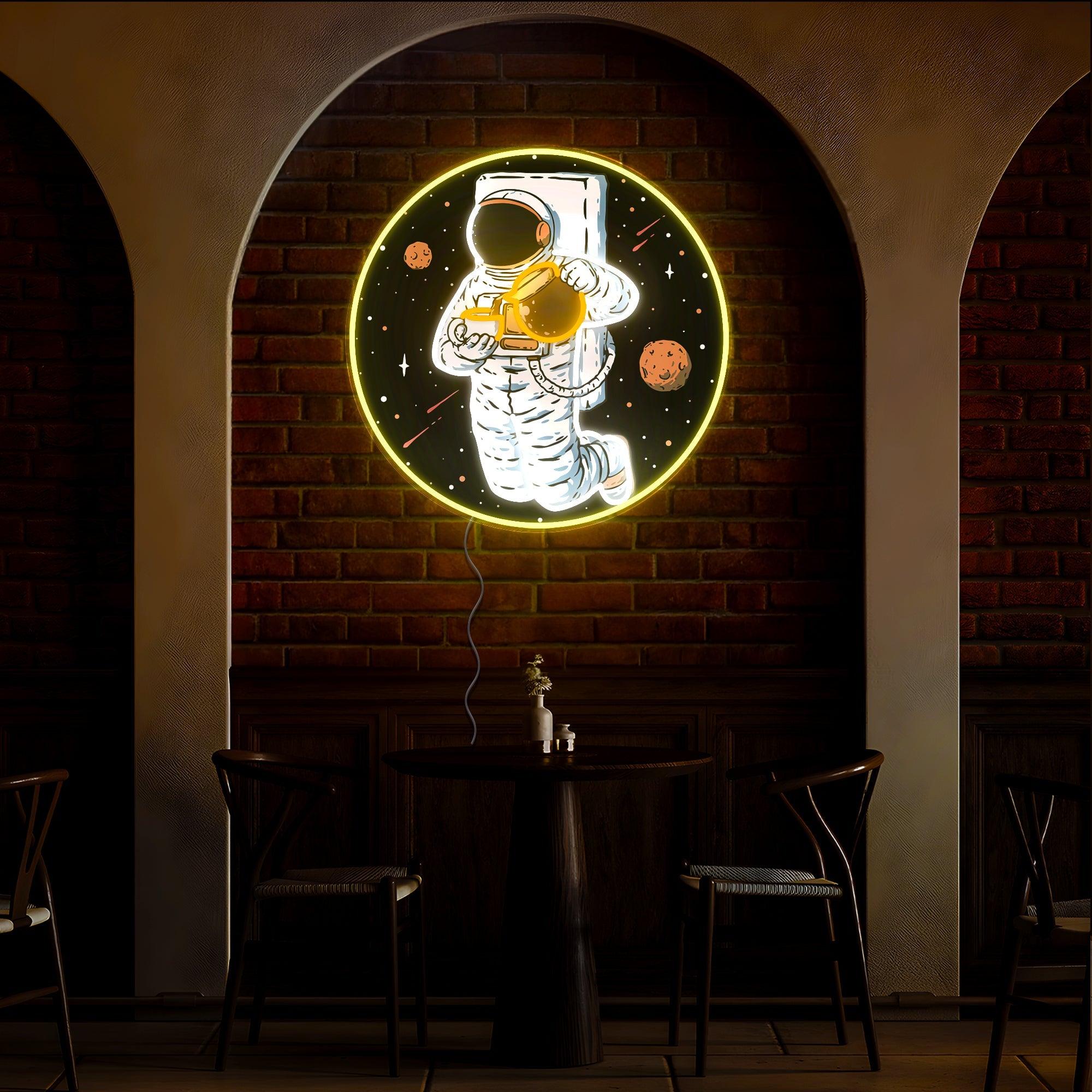 Astronaut in Space Pouring Coffee LED neon sign product image
