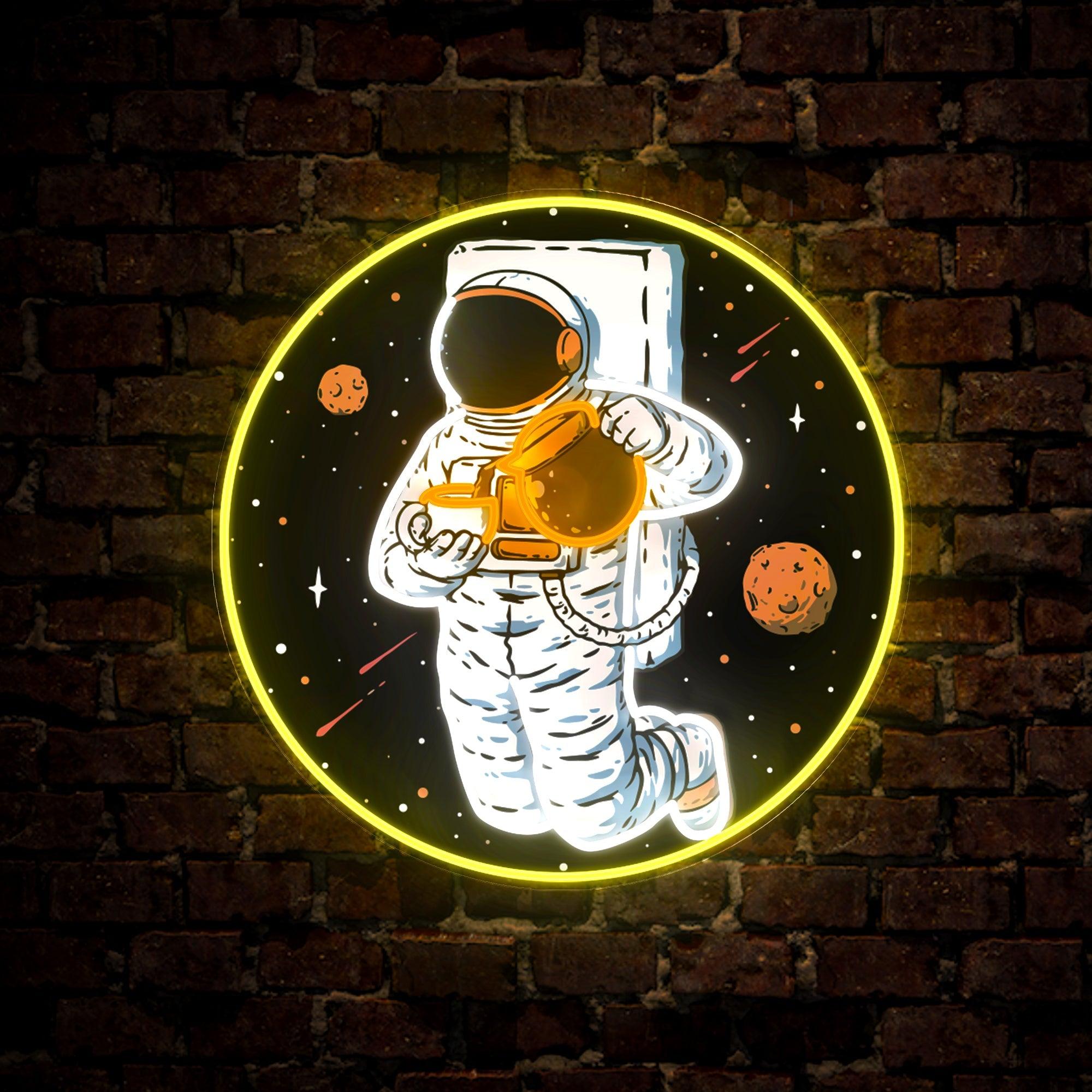 Astronaut in Space Pouring Coffee LED neon sign by NeonCS