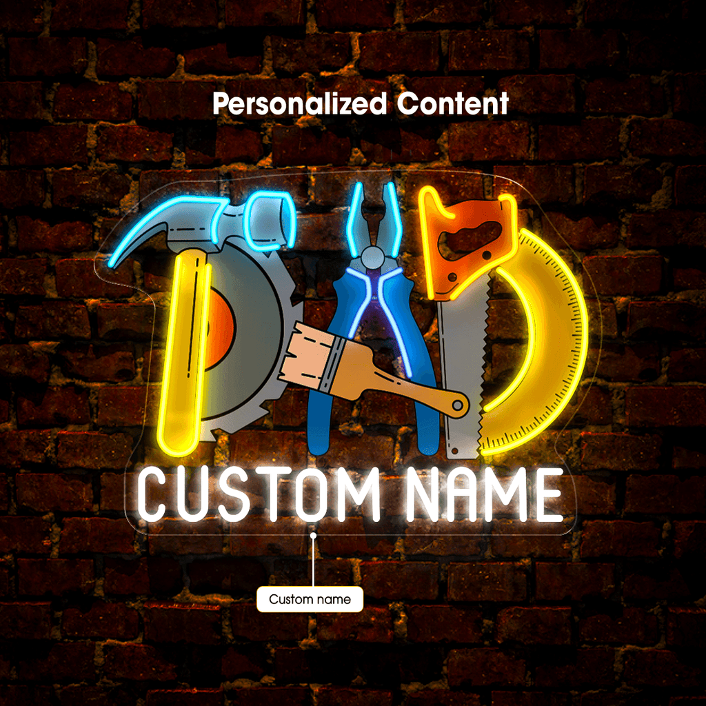 Personalized Dad's Hand Tools Artwork LED neon sign by NeonCS