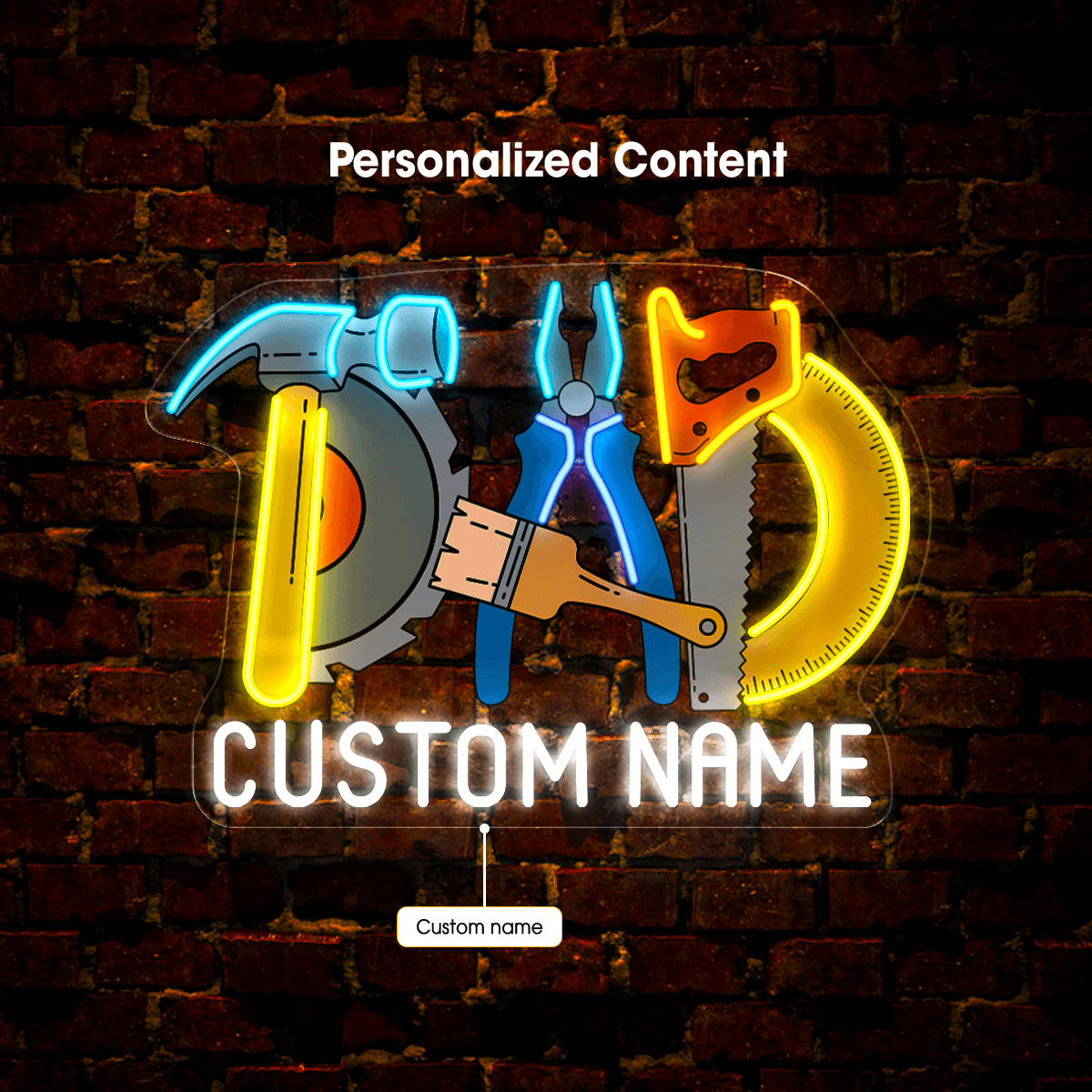 Personalized Dad's Hand Tools Artwork LED neon sign by NeonCS