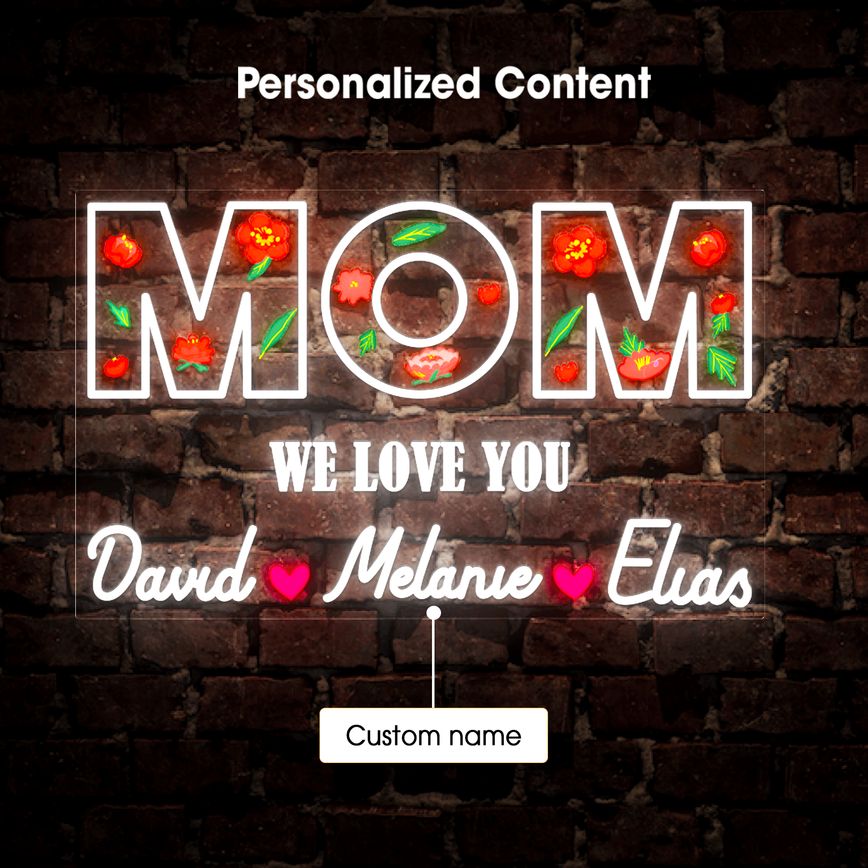 Personalized Flower Printed We Love LED neon sign by NeonCS