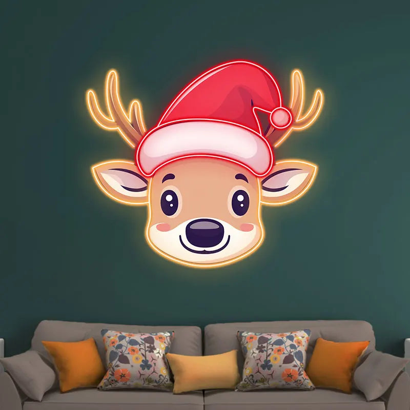 Reindeer Christmas Print Art - Cute LED neon sign product image