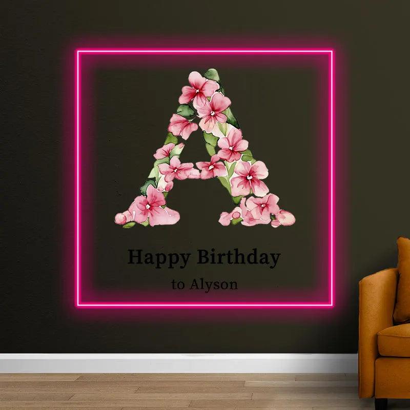 Birthday with Flowers Letter Name for LED neon sign product image