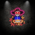 Neon Skeleton with Pie Thanksgiving LED neon sign product image