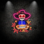 Neon Skeleton with Pie Thanksgiving LED neon sign product image