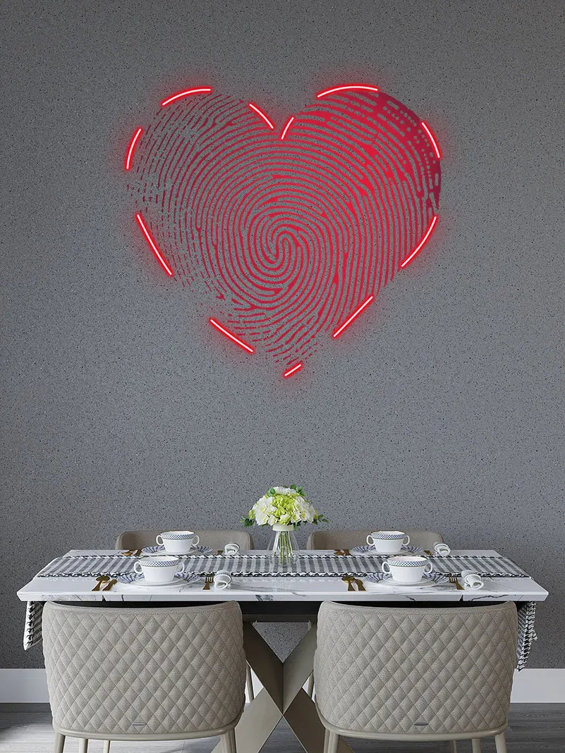 Red Fingerprint Heart Creative Wall LED neon sign product image