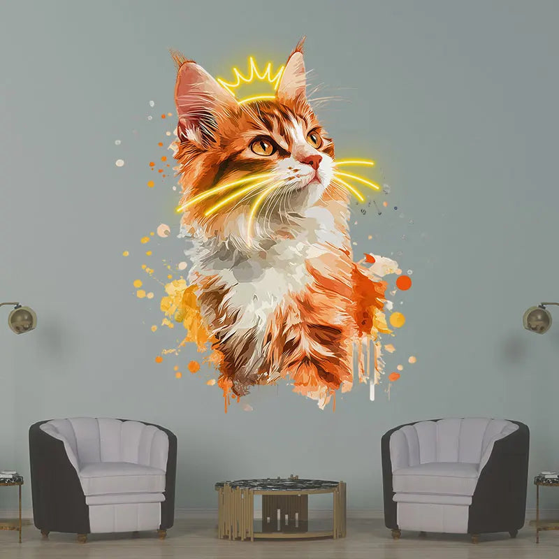 Cute Cat Wearing Crown Wall Hanging LED neon sign product image