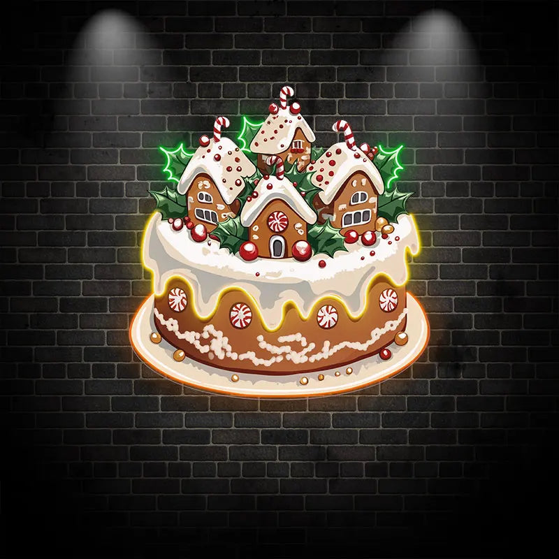 Christmas Little Houses Cake Creative LED neon sign by NeonCS