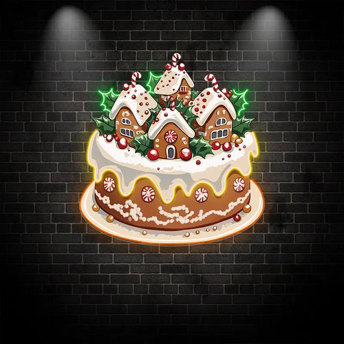 Christmas Little Houses Cake Creative LED neon sign by NeonCS