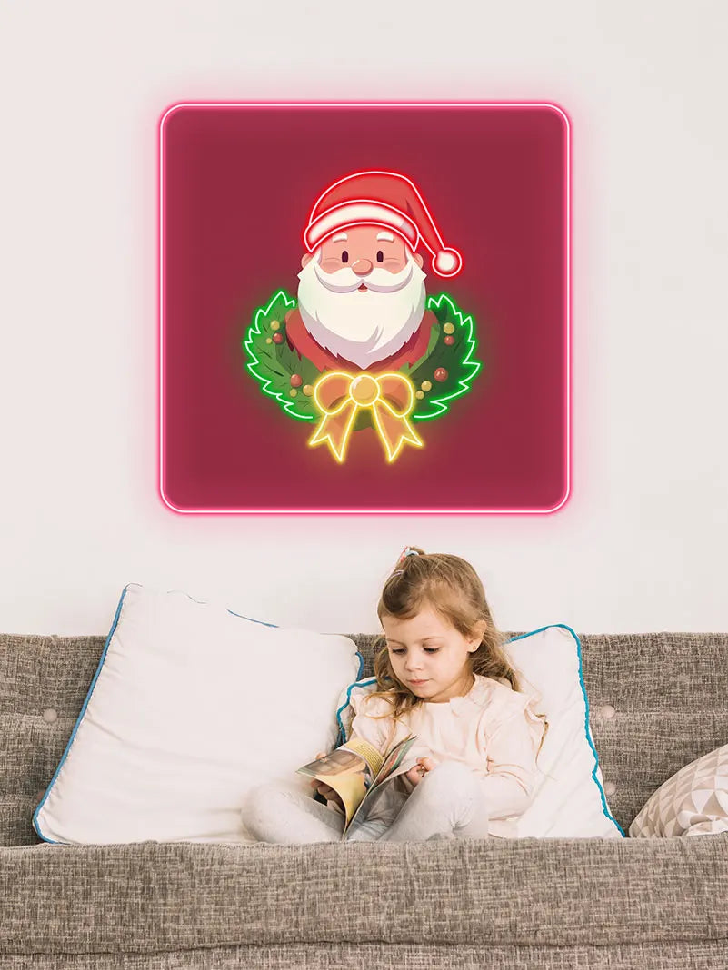 Santa Claus Neon Wreath Poster LED neon sign product image