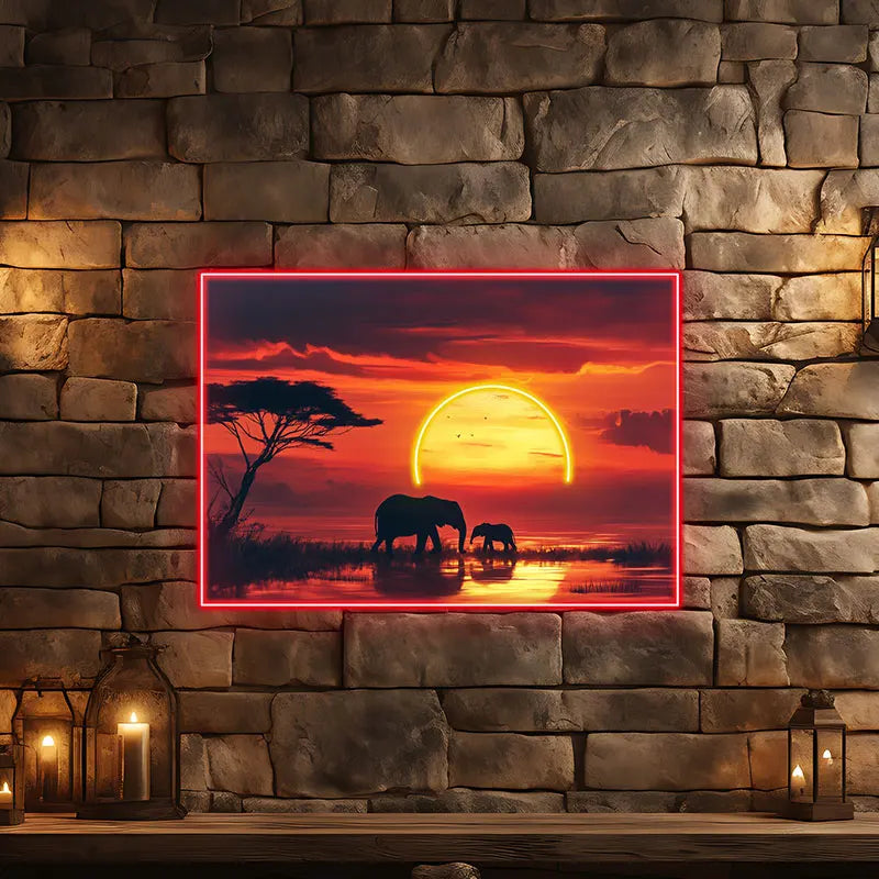 Toysign Elephant Sunset Neon Wall Art LED neon sign product image
