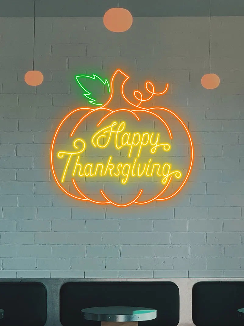 Happy Thanksgiving Neon Pumpkin Sign LED neon sign product image