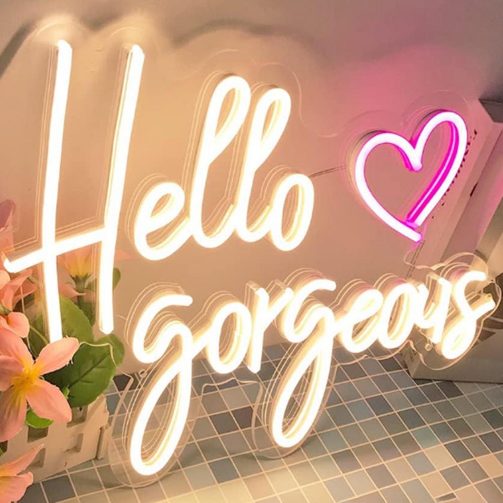 Hello Gorgeous Home Wall Decor Wedding LED neon sign product image