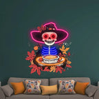 Neon Skeleton with Pie Thanksgiving LED neon sign product image