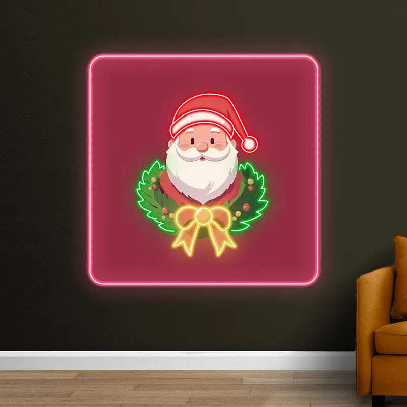 Santa Claus Neon Wreath Poster LED neon sign product image