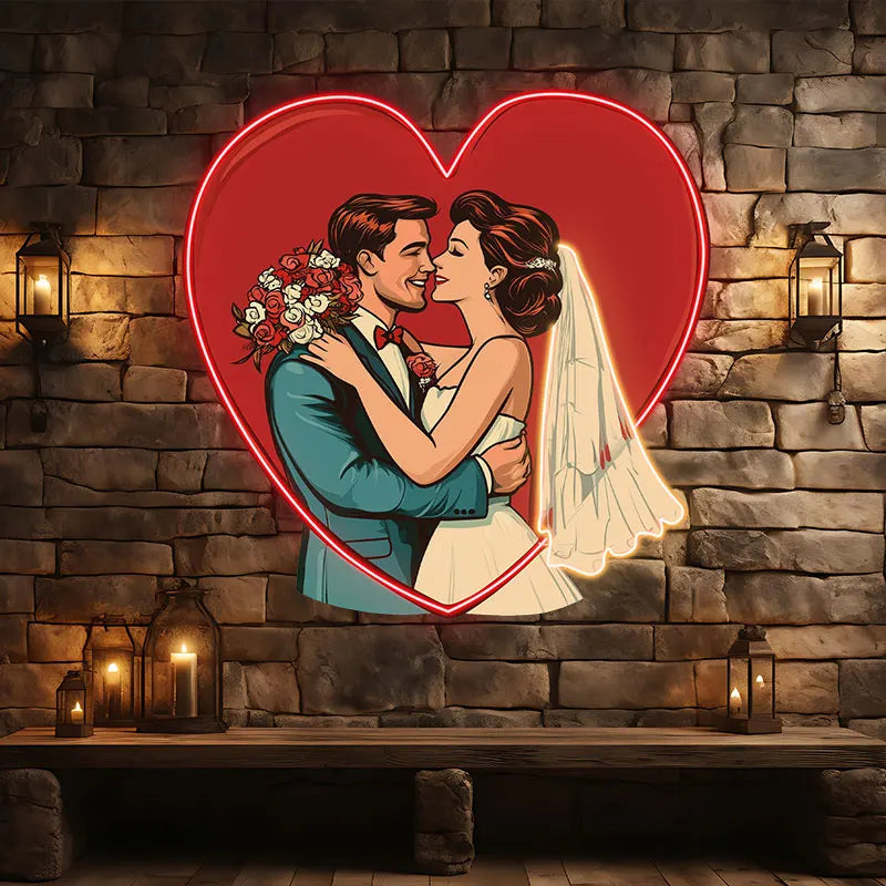 Wedding Hugging in Red Love Heart Sign LED neon sign product image