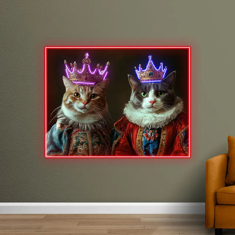 Cat King and Queen Wearing Purple LED neon sign product image