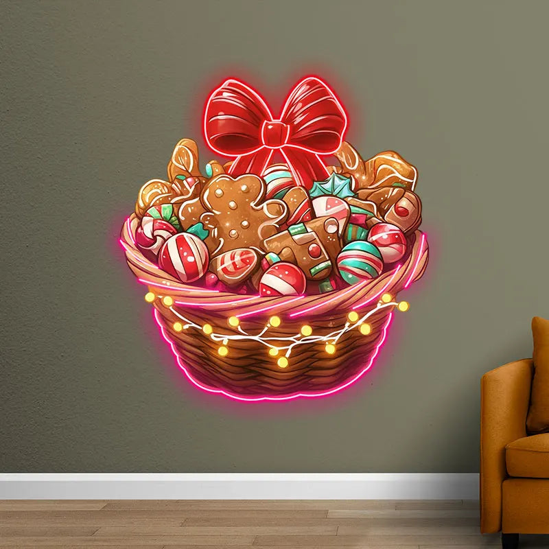 Christmas Gingerbread Men & Candy LED neon sign product image