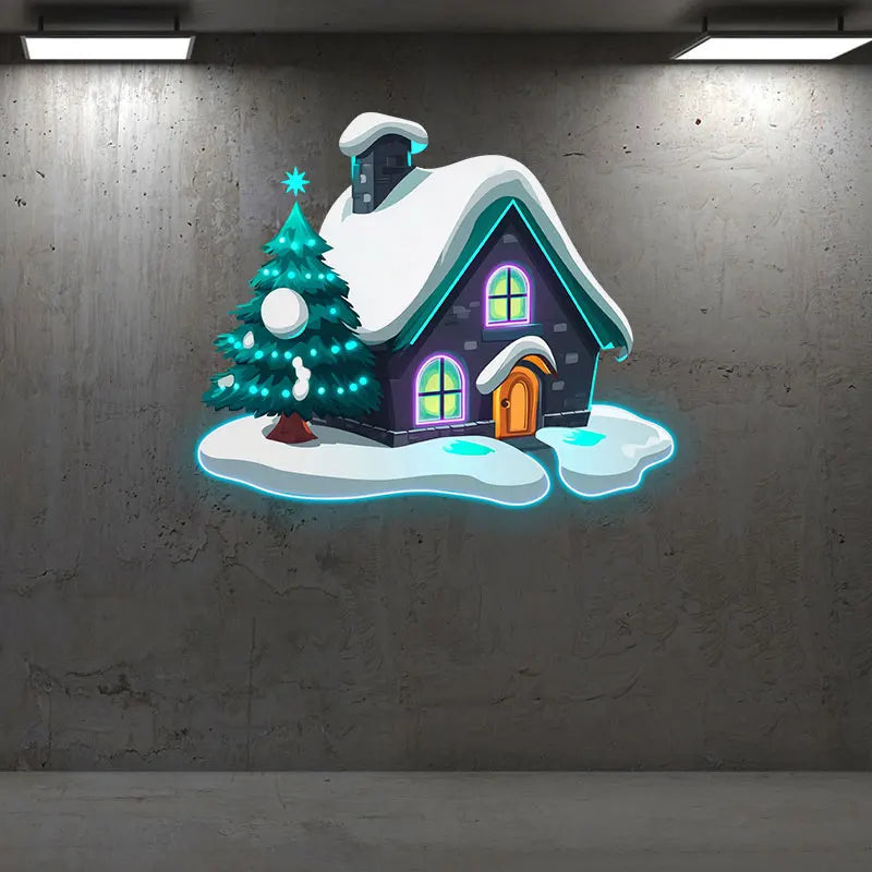 Christmas Cottage Snow Christmas Tree LED neon sign product image