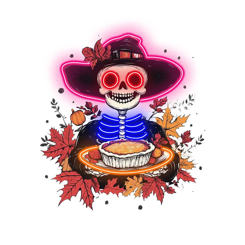 Neon Skeleton with Pie Thanksgiving LED neon sign product image
