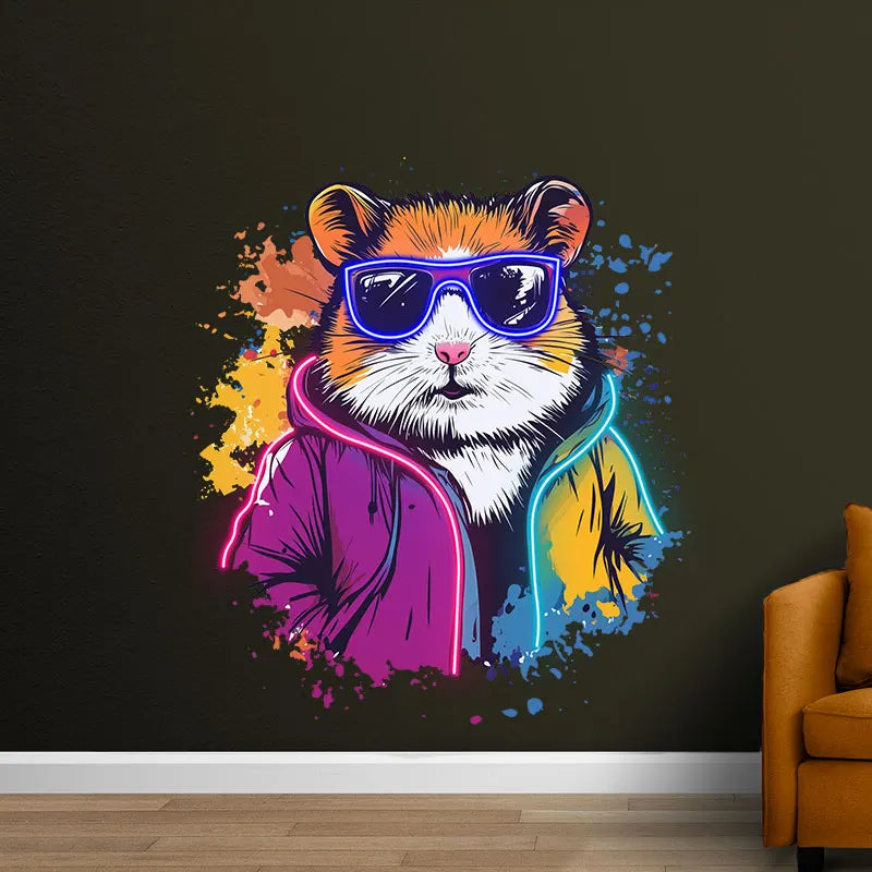 Cool Neon Hamster Art Poster Funky LED neon sign product image