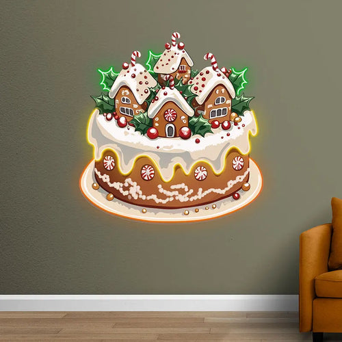Christmas Little Houses Cake Creative LED neon sign product image