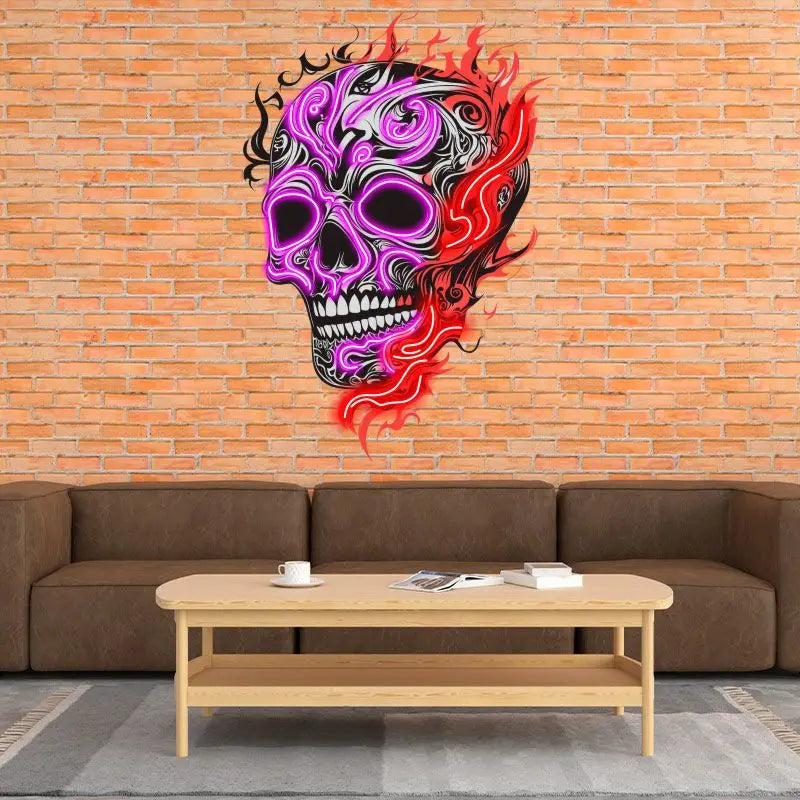 Skull with Weird Fire Creative Wall LED neon sign product image
