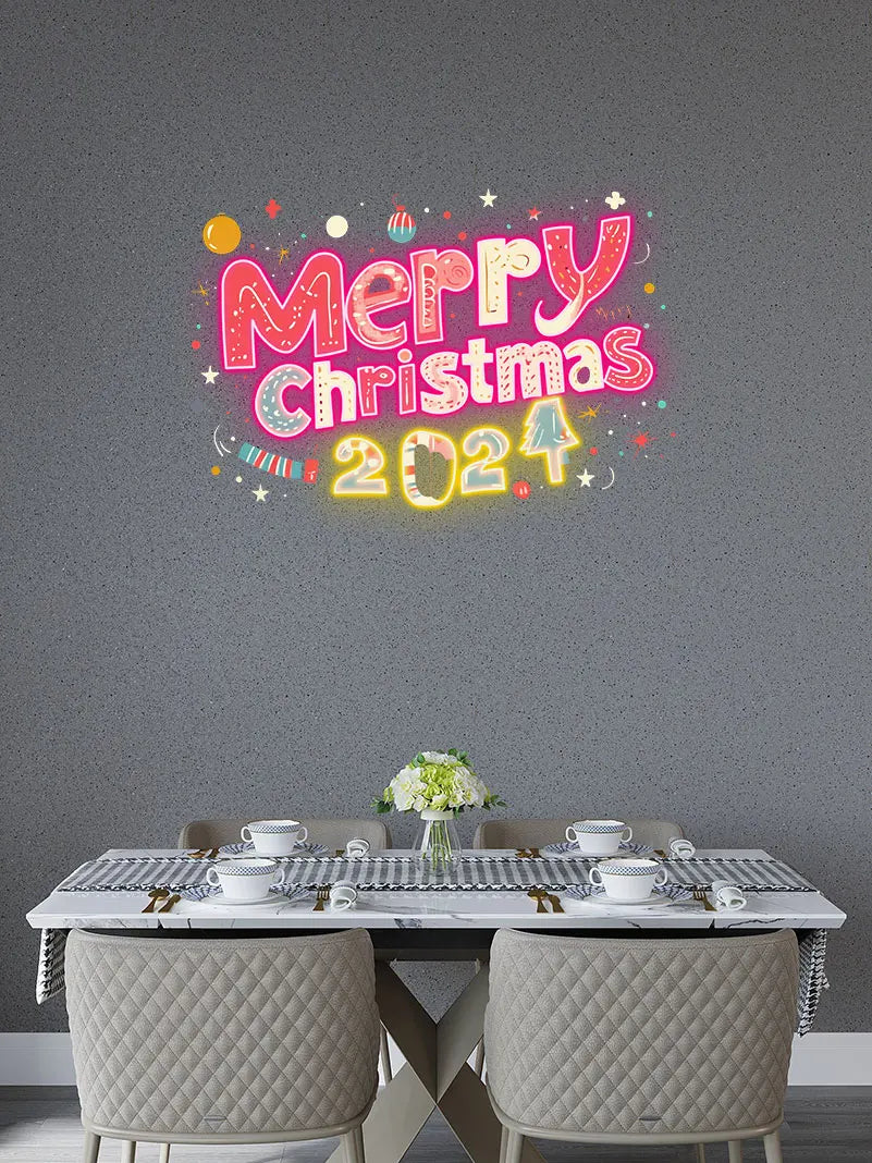 Merry Christmas 2024 Text Creative LED neon sign product image