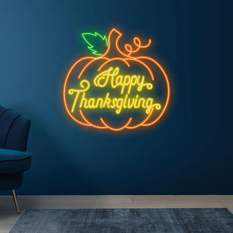 Happy Thanksgiving Neon Pumpkin Sign LED neon sign product image