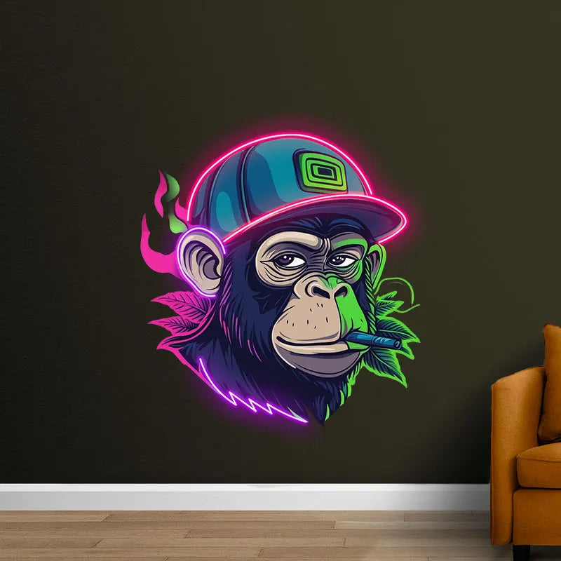 Monkey Smoking Ape Animal Neon Art LED neon sign product image