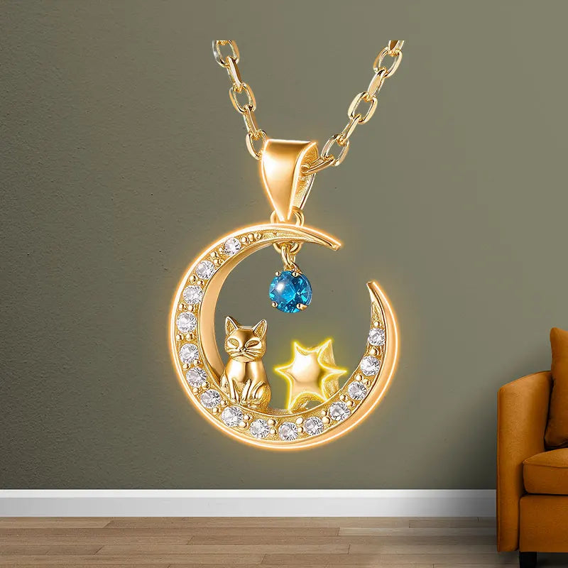 Charming Cat Star Moon Diamond LED neon sign product image
