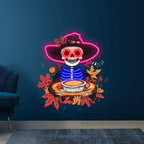 Neon Skeleton with Pie Thanksgiving LED neon sign product image