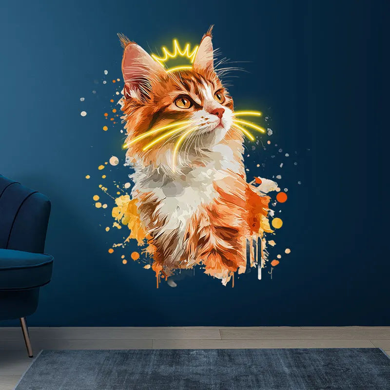 Cute Cat Wearing Crown Wall Hanging LED neon sign product image