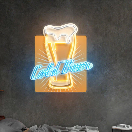 Cold Beer Uv Printed Beer Acrylic LED neon sign product image
