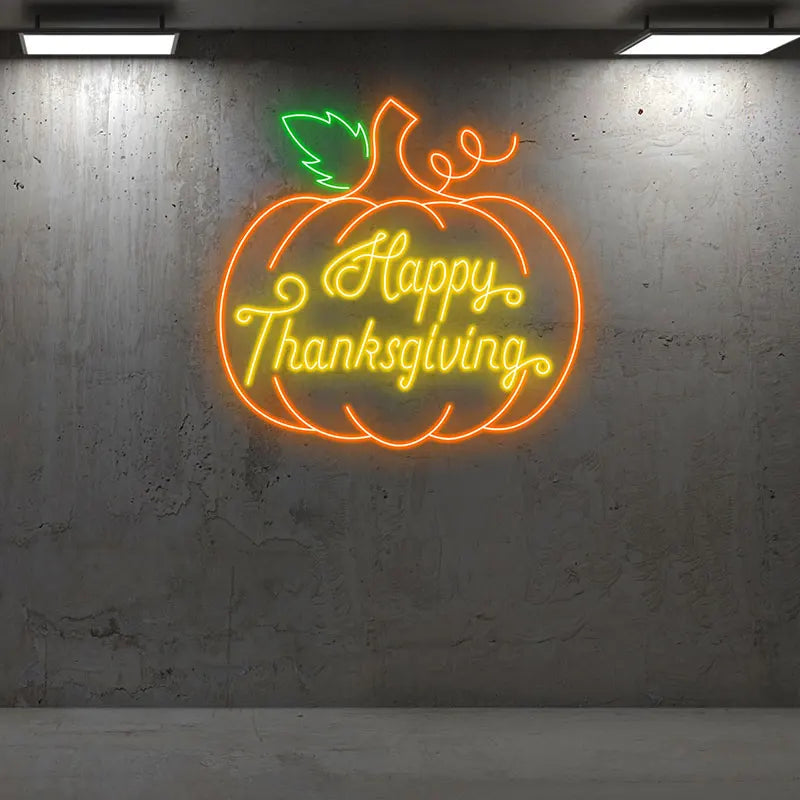 Happy Thanksgiving Neon Pumpkin Sign LED neon sign product image