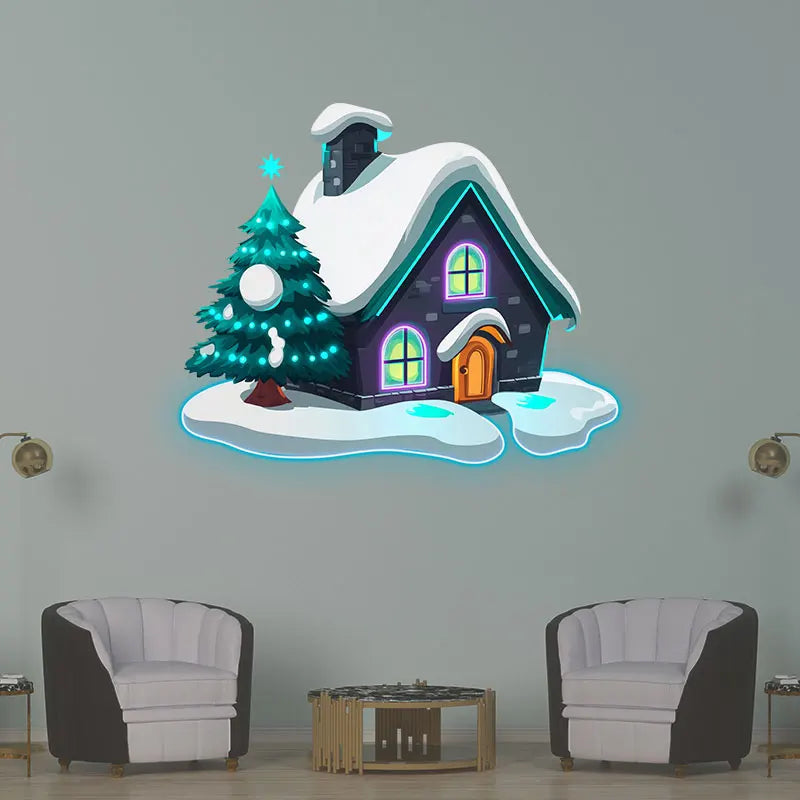 Christmas Cottage Snow Christmas Tree LED neon sign product image
