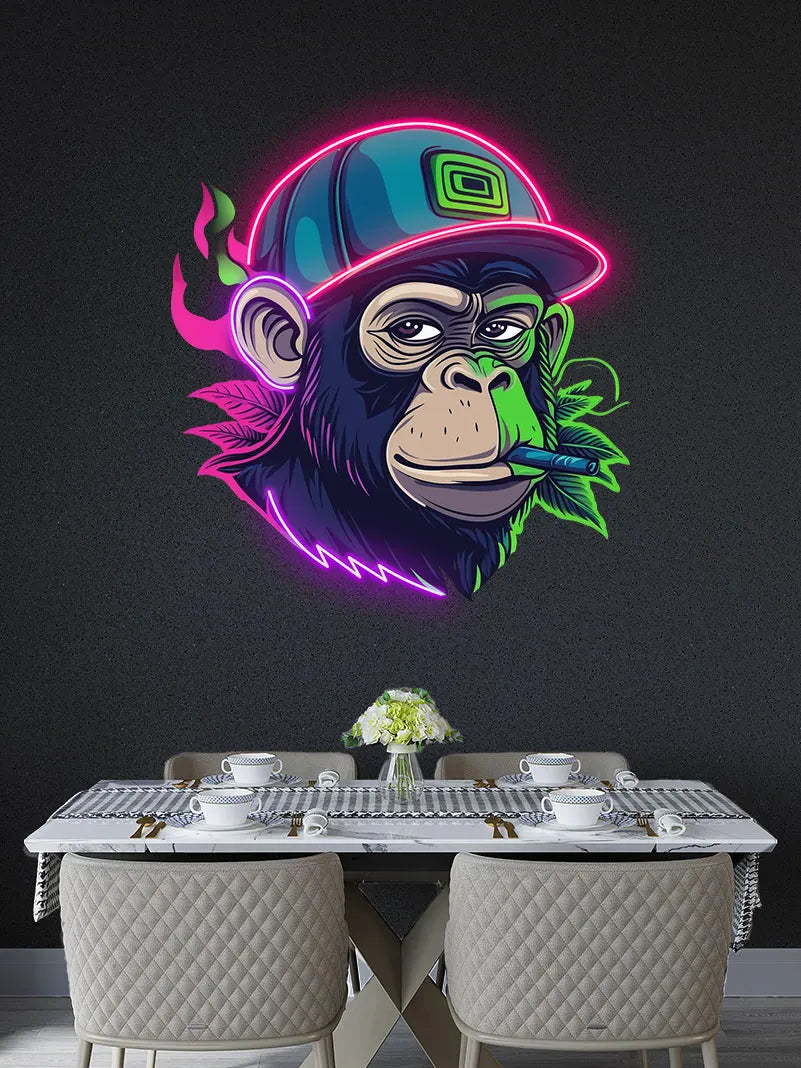 Monkey Smoking Ape Animal Neon Art LED neon sign product image