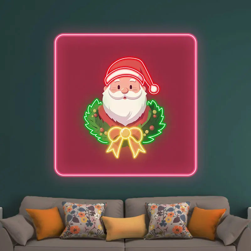 Santa Claus Neon Wreath Poster LED neon sign product image