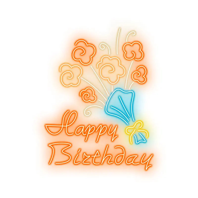 Neon Flower Bouquet "happy Birthday" LED neon sign product image